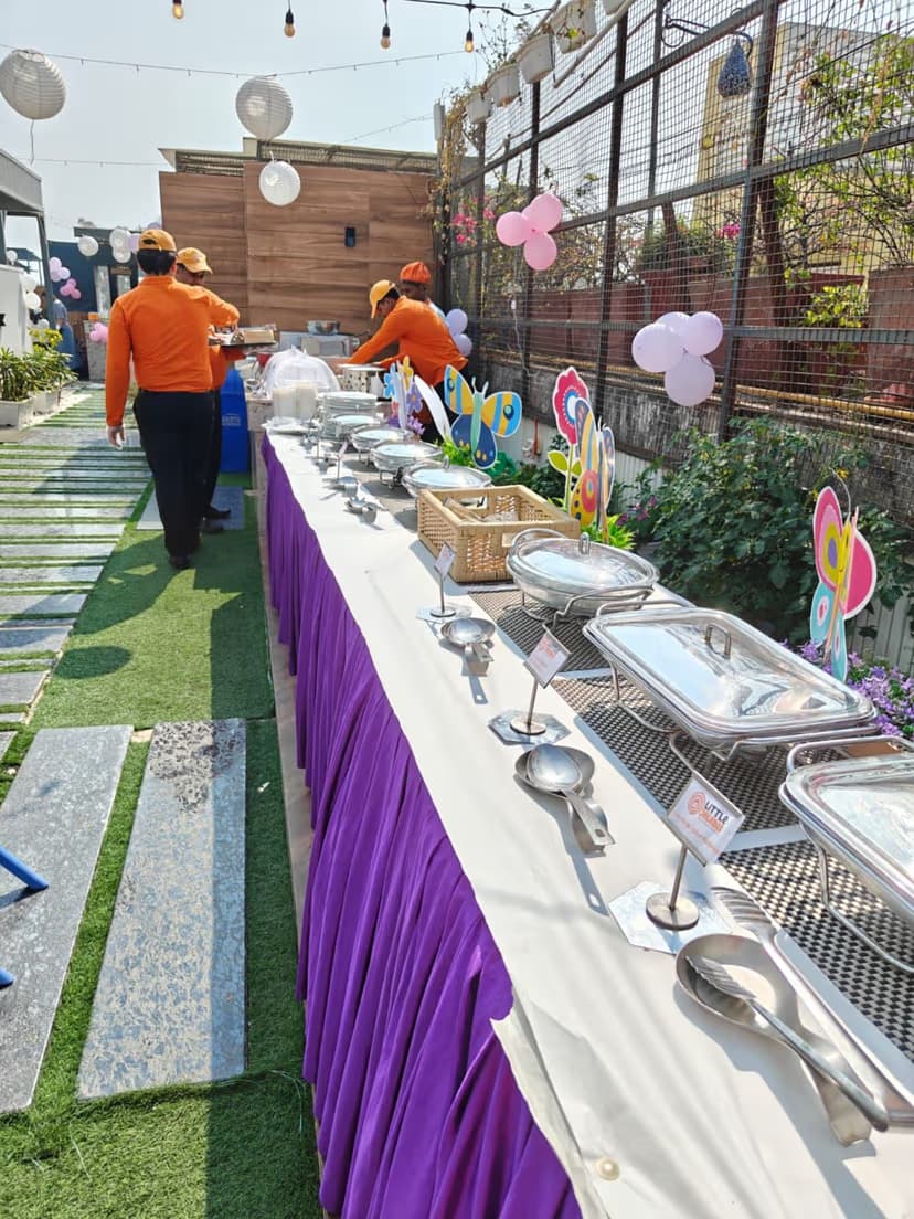 Children's birthday catering with colorful food setup by Little Jalebis
