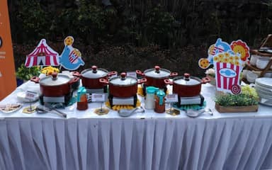 Kids party food display with colorful presentation